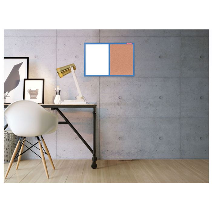 Tableau Mixte  Blanc Magnétique et Liège MEMOBOARDS + 2 Cadeaux - Bleu Foncé