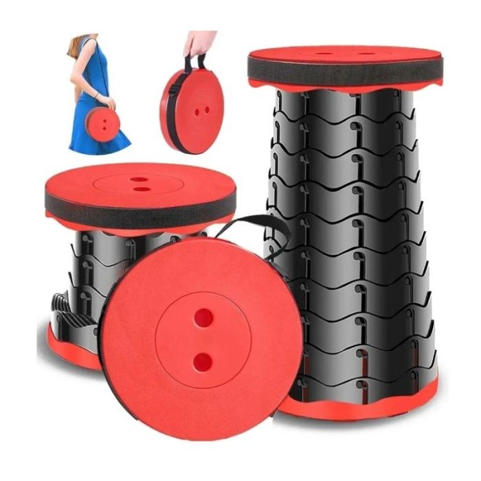 Tabouret Pliant Télescopique Portable - Rouge 