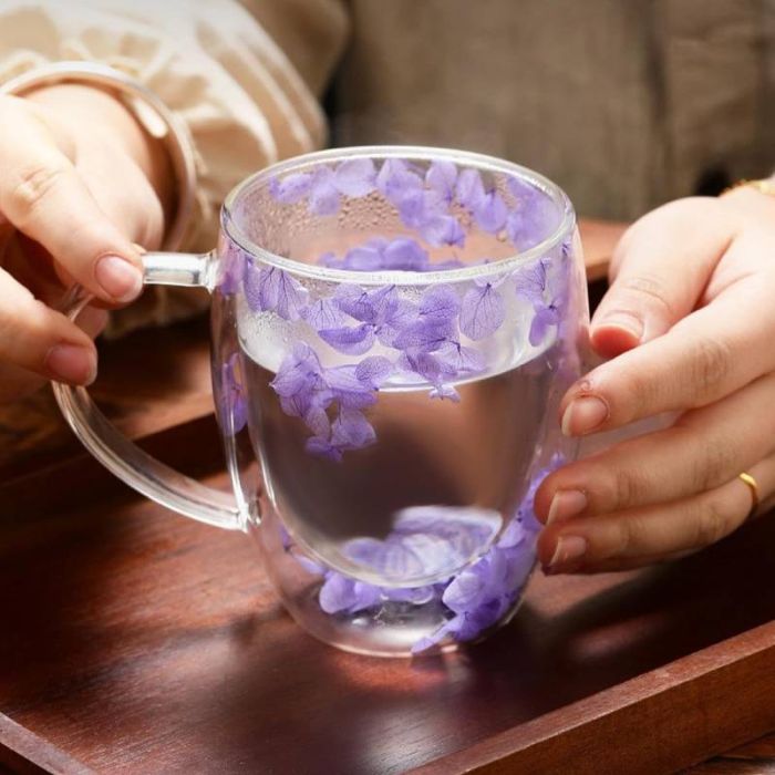 Tasse A Café Double Paroi Fleur Violet - 400ml