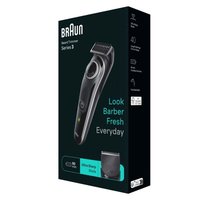 Tondeuse à Barbe Rechargeable BRAUN BT3440 - Noir