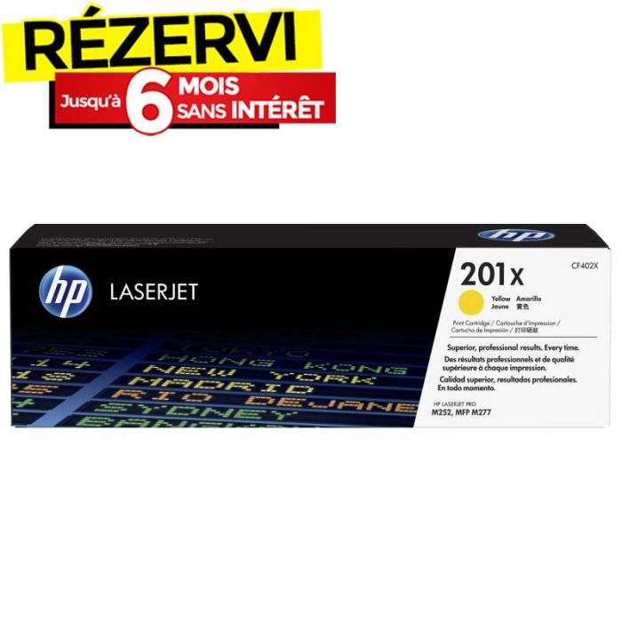 Toner Laser ORIGINAL HP 201X à Haute Capacité - Jaune (CF402X)