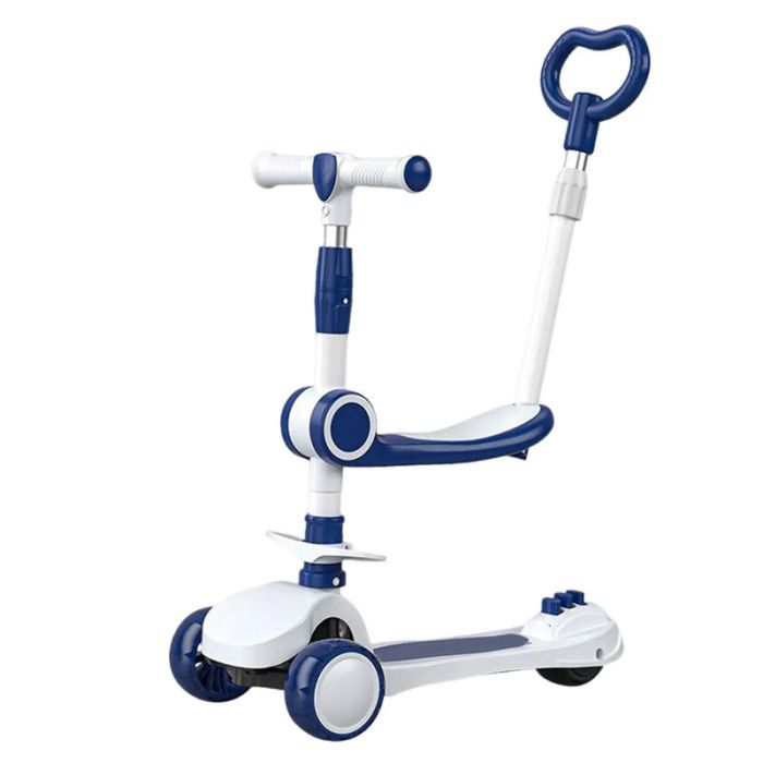 Trottinette Pliable 3En1 Musicale Et Lumineuse Pour Enfant - Bleu&Blanc