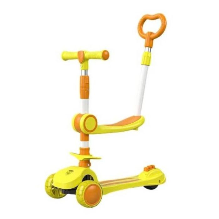 Trottinette Pliable 3En1 Musicale Et Lumineuse Pour Enfant - Jaune