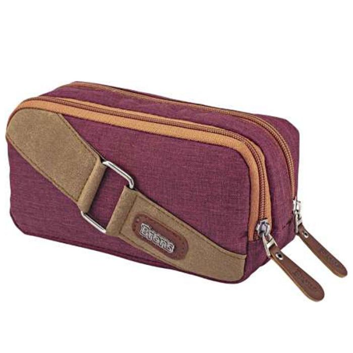 Trousse BRONS avec motif croix bouclée double zip - Rouge