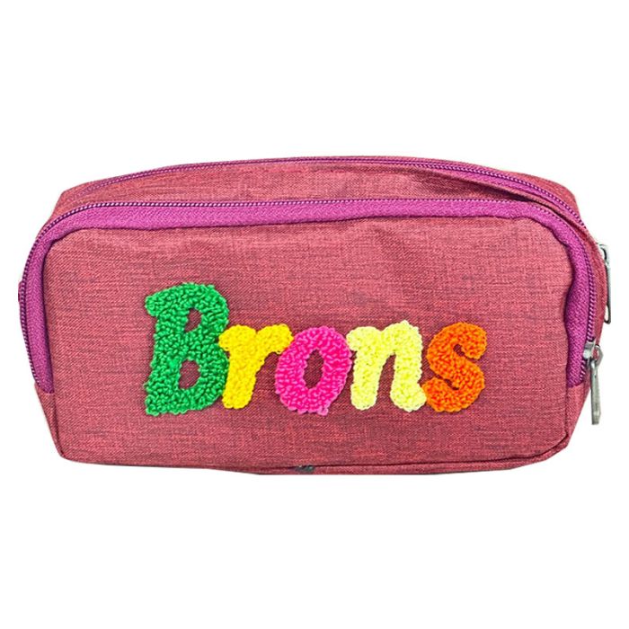 Trousse BRONS brodée double zip - Rouge 