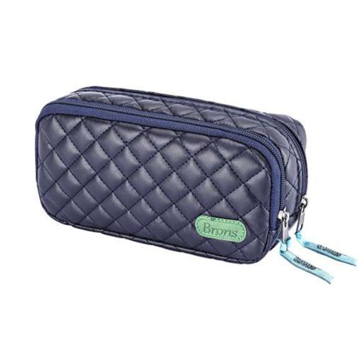 Trousse Capitonnée BRONS double zip - Bleu 