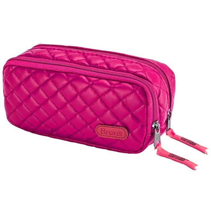 Trousse Capitonnée BRONS double zip - Rose