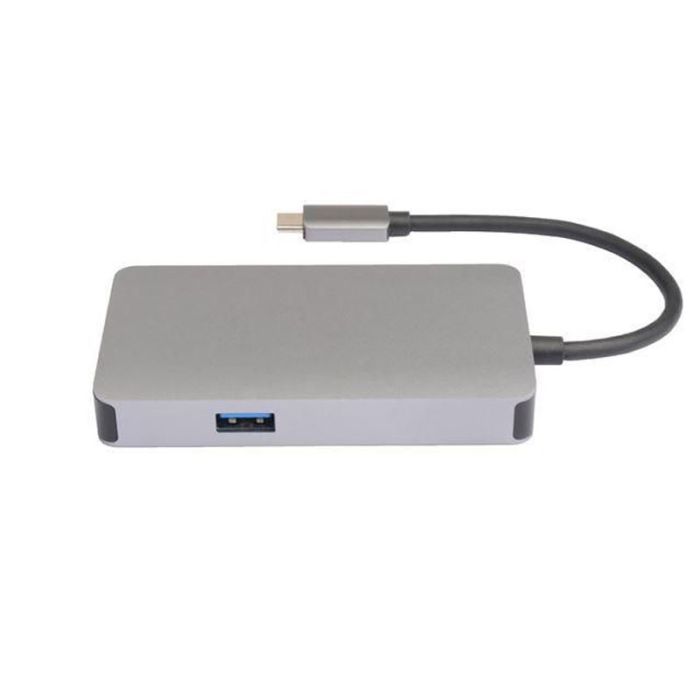 Mini Station d'accueil MICROCONNECT USB-C Vers USB3.0 A, RJ45, HDMI, VGA, Type C - Gris