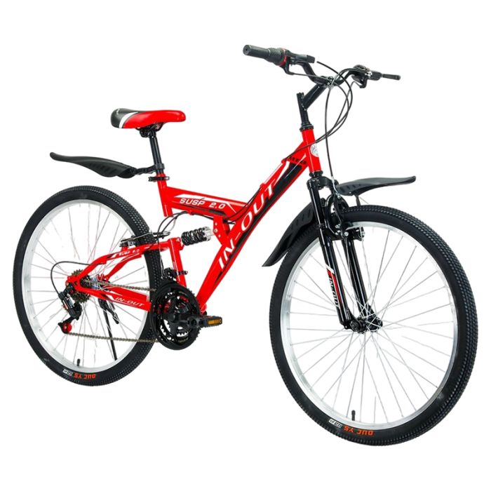 Vélo VTT IN-OUT Susp 26'' - Rouge