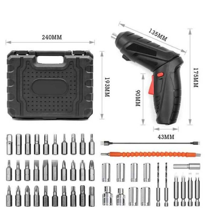 Visseuse Sans Fil 4.2V 47 Pieces - Noir