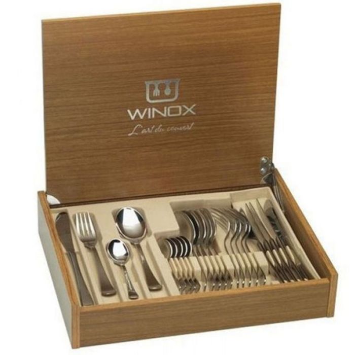 Coffret en Bois WINOX 24 Pièces De Table Anbar Inox - Gold