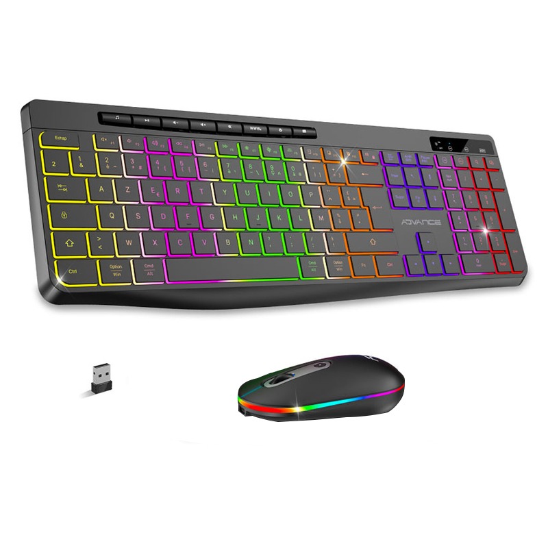 Ensemble Clavier et Souris Gamer Sans Fil ADVANCE R-TYPE CLS-3100 RGB - Noir