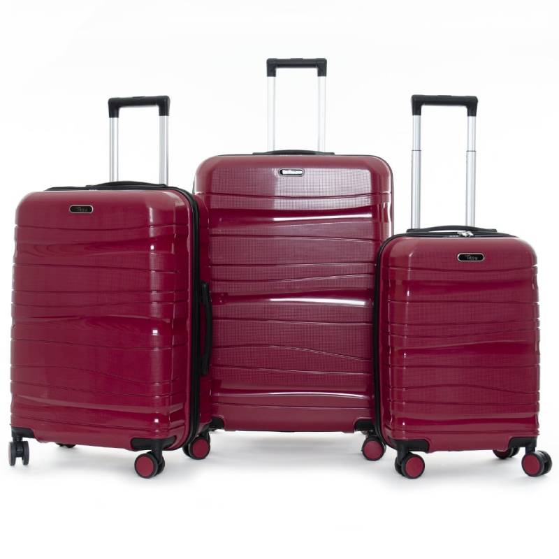 Ensemble de 3 Valises TITOU Incassable Polypropylene - Rouge Bordeaux