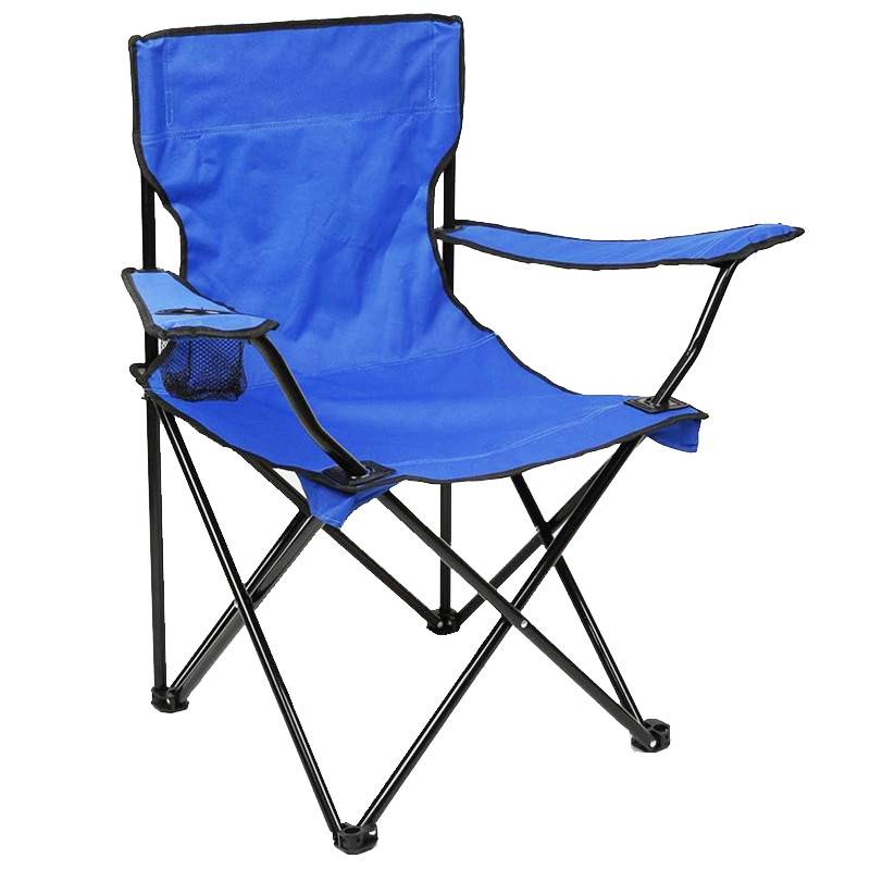 Fauteuil de Camping Pliable + Porte-Verre - Bleu
