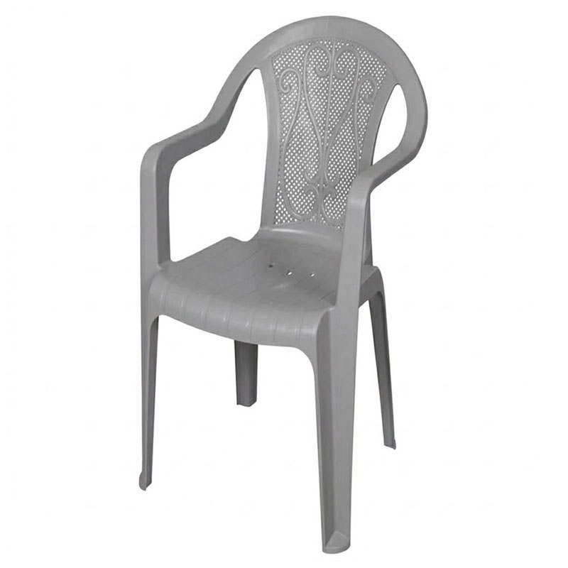 Fauteuil Plastique Diamont Avec Accoudoirs - Gris
