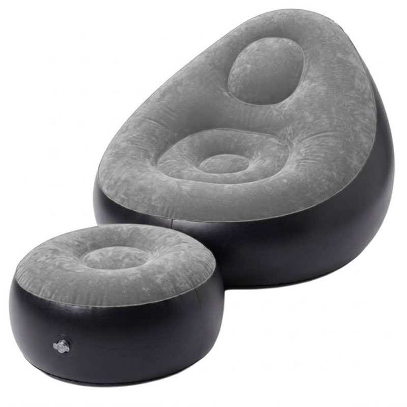 Fauteuil Gonflable Intex avec pouf - Gris