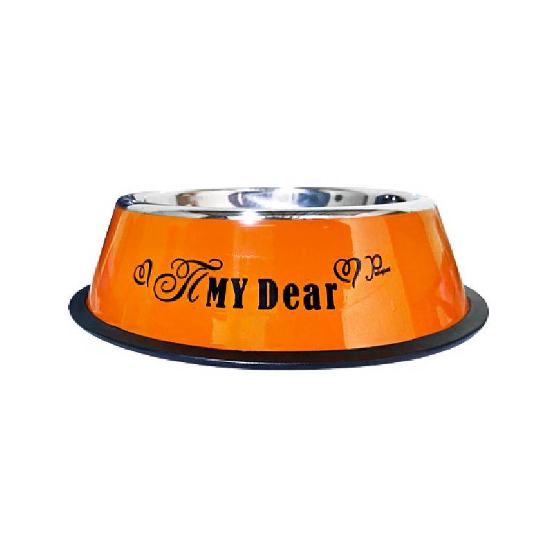 Gamelle pour Chien et Chat en Acier Inoxydable - Orange