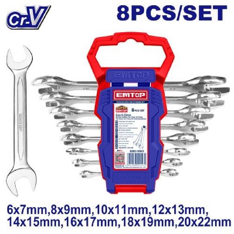 Jeu de 8 clés à fourche EMTOP 6–22 mm - EDES10801 - EMTOP
