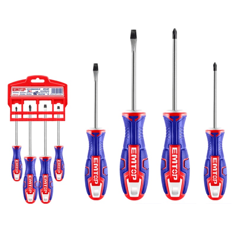 JEU 4 TOURNEVIS FRAN-AME/100-150MM EMTOP ESST0402