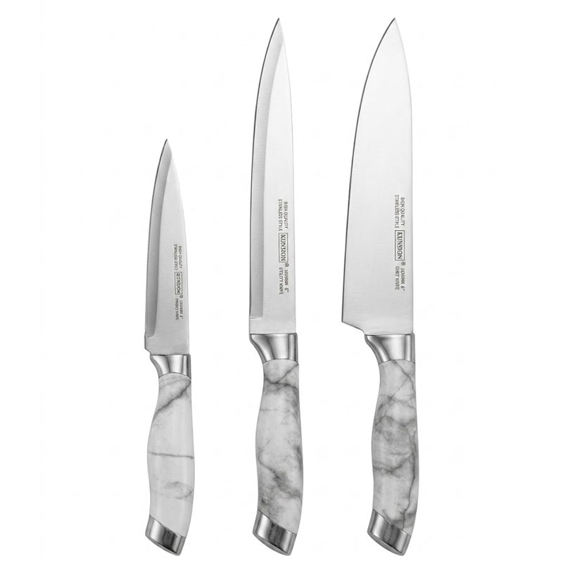 Set De 3 Couteaux Cuisine Premium KUNSION 3 Pièces - Marbre - 6497