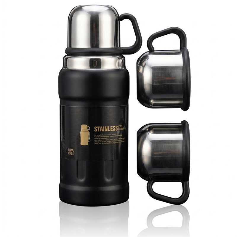 Coffret Thermos SM311 500ml Avec 2 Tasses - Noir