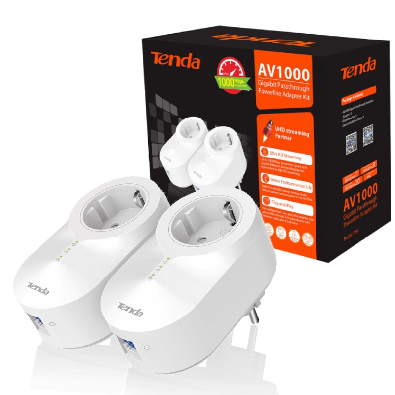 Kit de 2 Adaptateurs CPL TENDA PH6 AV1000 Gigabit