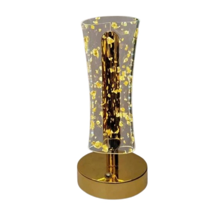 Lampe de table luxe dorée verre transparent déco moderne led