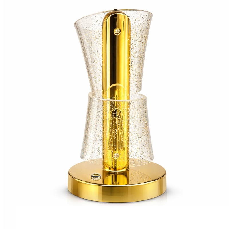 Lampe de table moderne de luxe en cristal à double abat-jour LED