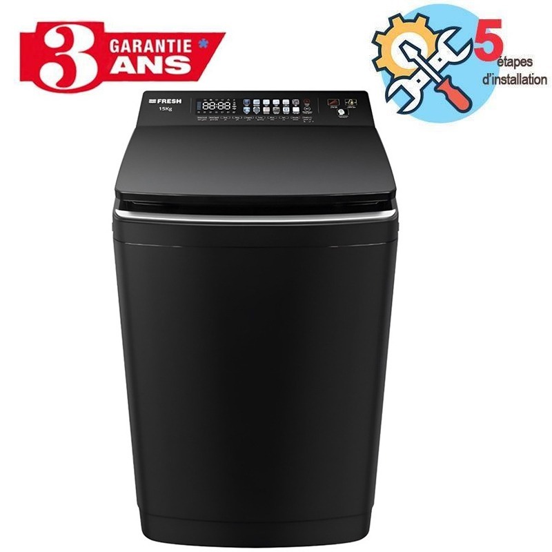Lave linge Top FRESH FTM-15B 15kg - Noir