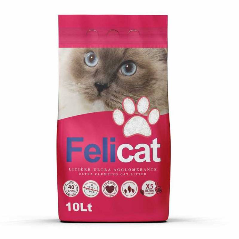 Litière Agglomérante FELICAT Super White 10 Litres pour Chat