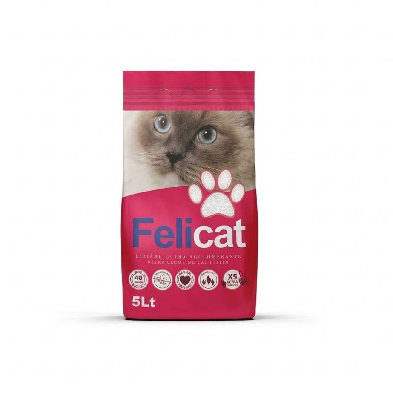 Litière Agglomérante FELICAT Super White 5 Litres pour Chat