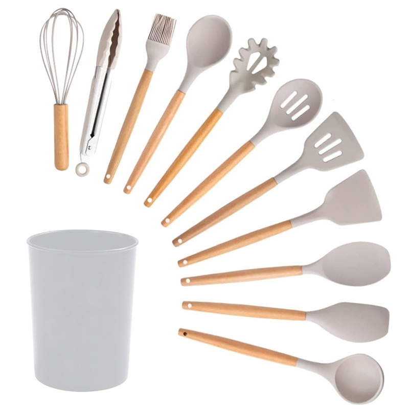 Lot De 12 Ustensiles De Service En Silicone - Blanc