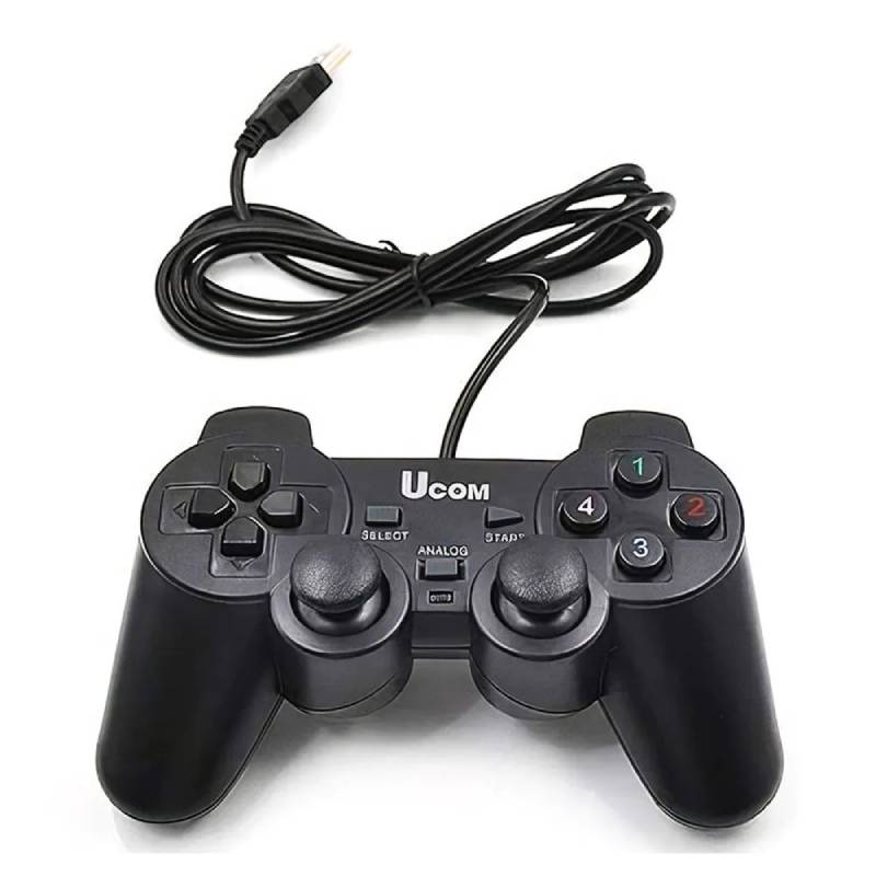 Manette de Jeu Filaire UCOM 704 Double Vibreur - Noir