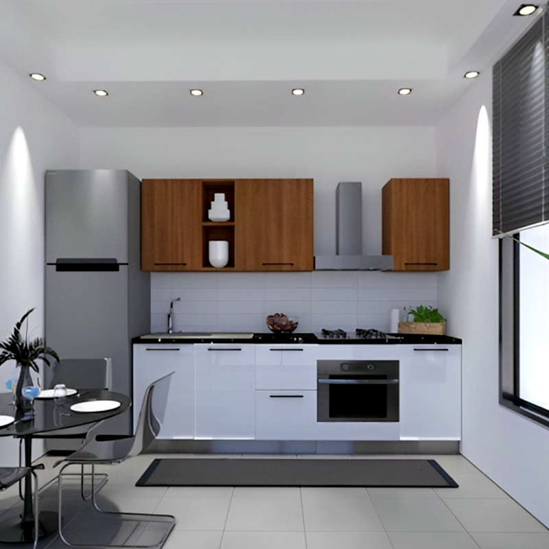 Meuble De Cuisine VEGA 8 Éléments - Blanc/Chéne