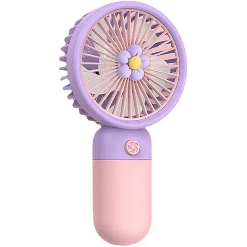 Mini Ventilateur à Main Rechargeable Support Fleur - Rose