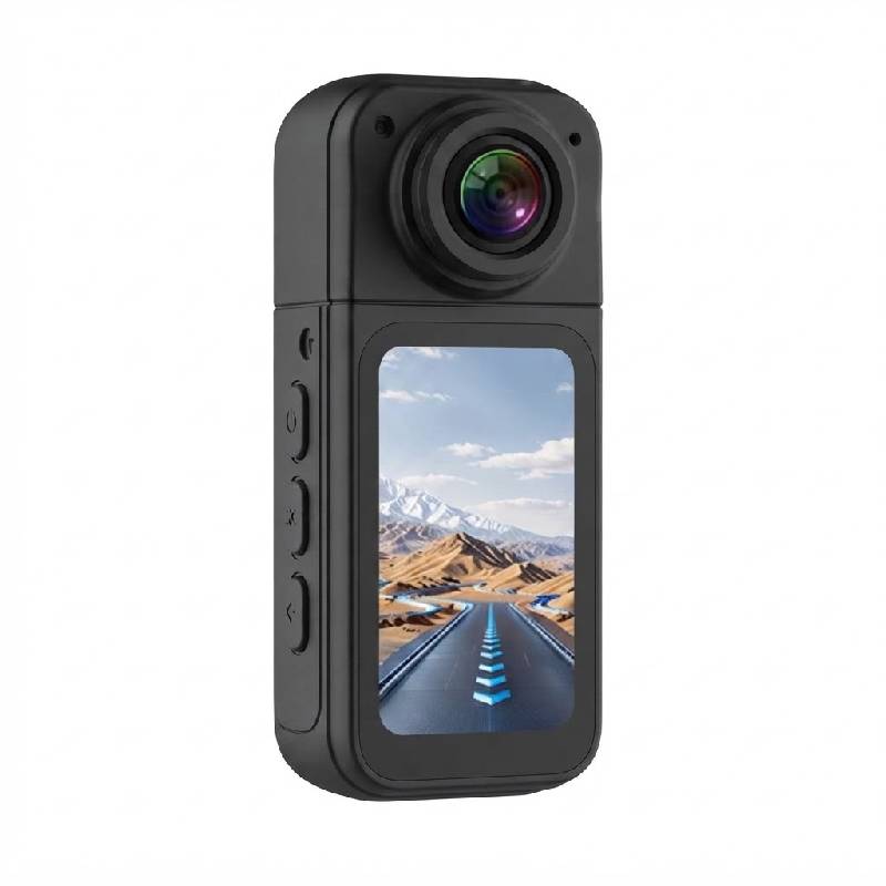 Mini Caméra d'Action Corporelle 2.7K WiFi avec Objectif Rotatif 180° - Noir