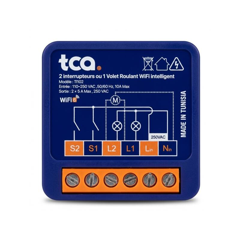Module WiFi Intelligent TCA TI102 5A pour 2 Relais - TCA