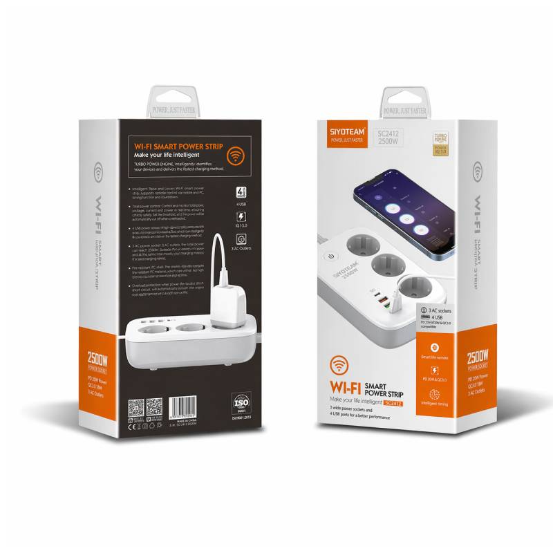 Multiprise SIYOTEAM SEW3452 3 Prise Smart Power Strip 30 W