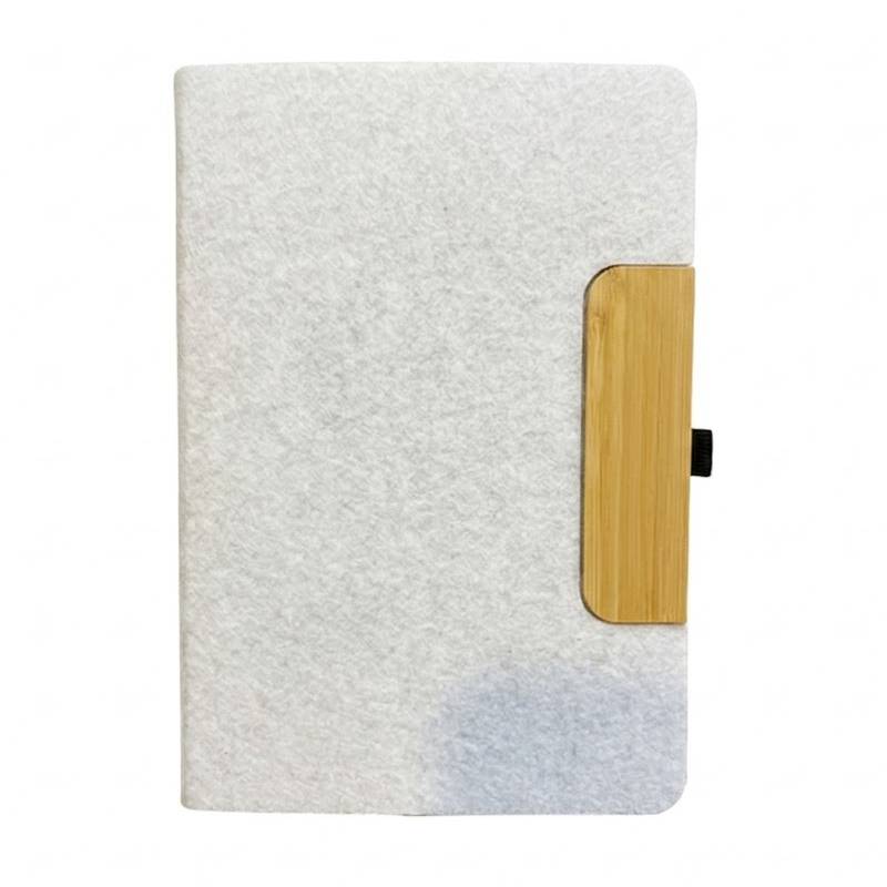 Notebook A5 écologique en Rpet et Bambou + Couverture Pliable Blanc