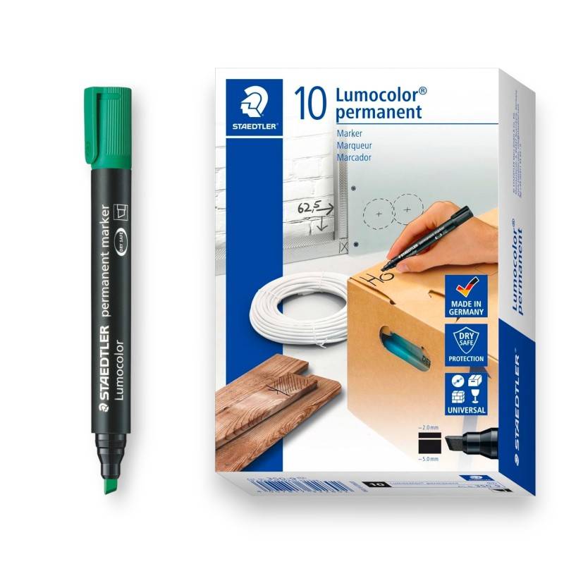 de 10 Marqueur Permanent STAEDTLER LUMOCOLOR 350 - Vert