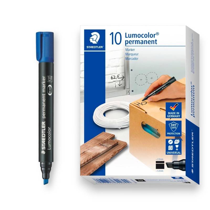 de 10 Marqueurs Permanent STAEDTLER LUMOCOLOR 350 - Bleu