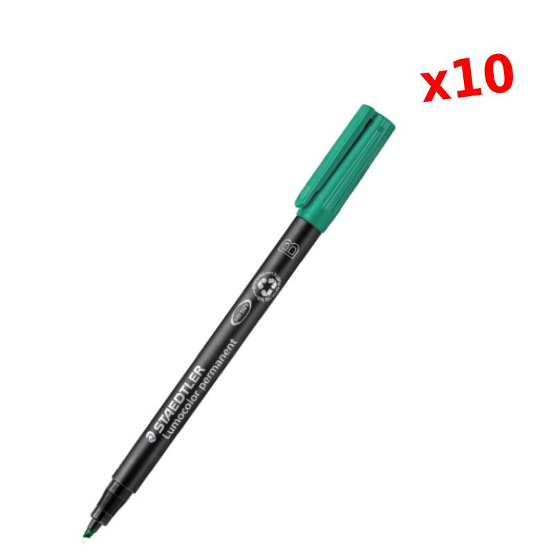 de 10 Stylos Lumocolor Permanent STAEDTLER Universel B Vert