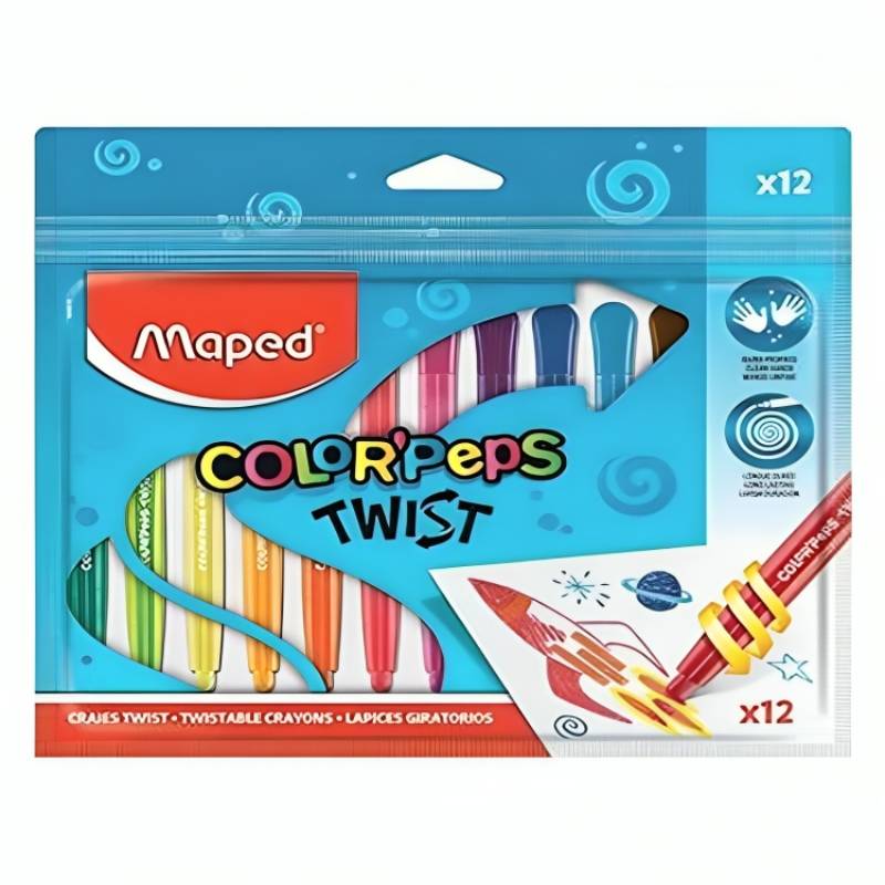 de 12 Crayons De Cire twist MAPED - Couleurs assortis - MAPED