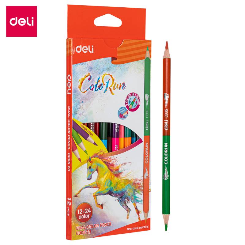 de 12 Crayons DELI EC00520 DUO 18 cm Couleur - DELI