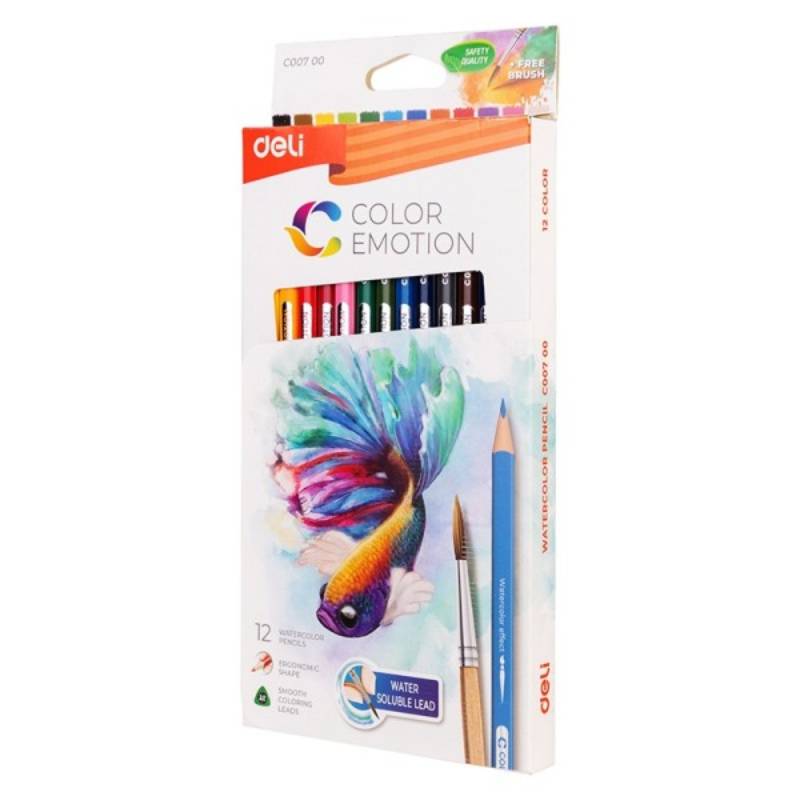 de 12 Crayons DELI EC00700 Aquarelle 18 cm Couleur - DELI