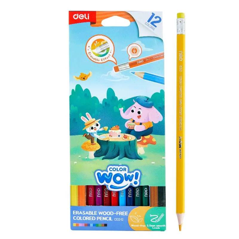 de 12 Crayons DELI EC102-12 Effaçable 18 cm Couleur - DELI