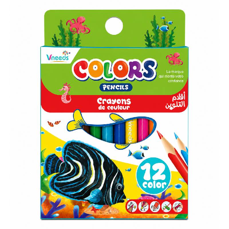 de 12 Crayons VNEEDS Modèle Moyen Couleur Assortis - VNEEDS
