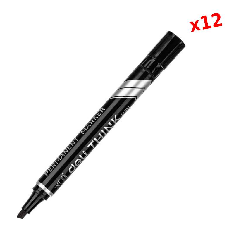 de 12 Marqueurs Permanents DELI Noir EU10120 - DELI