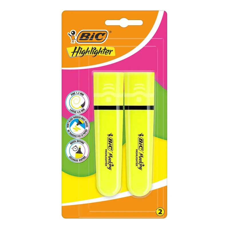 de 2 Surligneurs BIC Blister Neon - Jaune