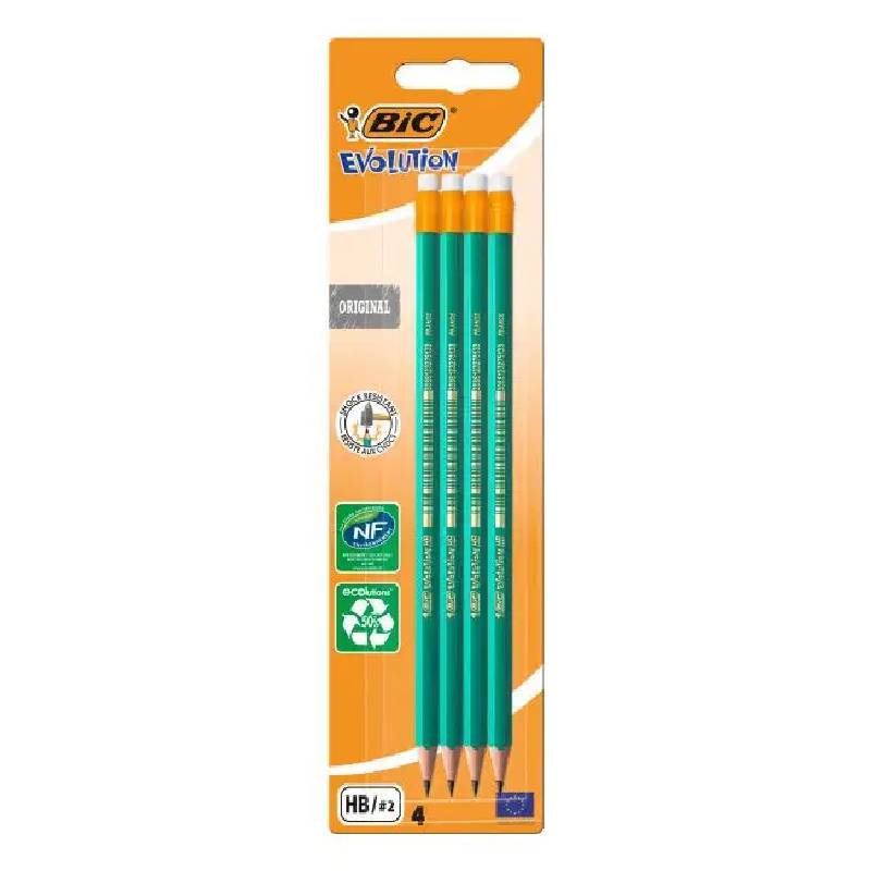 de 4 Crayons BIC Blister Evolution Ecolutions HB 655